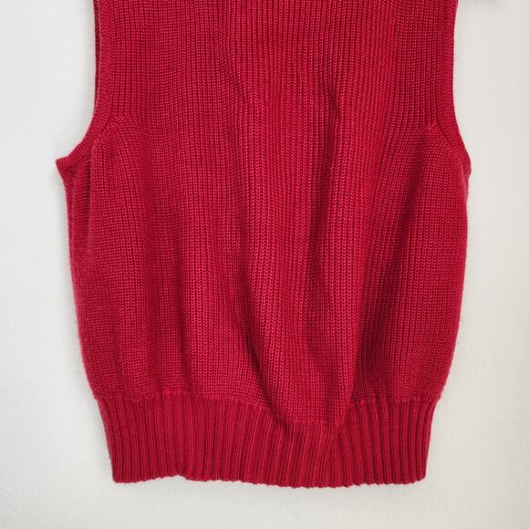 Vintage Red V-Neckline Sleeveless Knit Wrap Top M - Picture 7 of 9